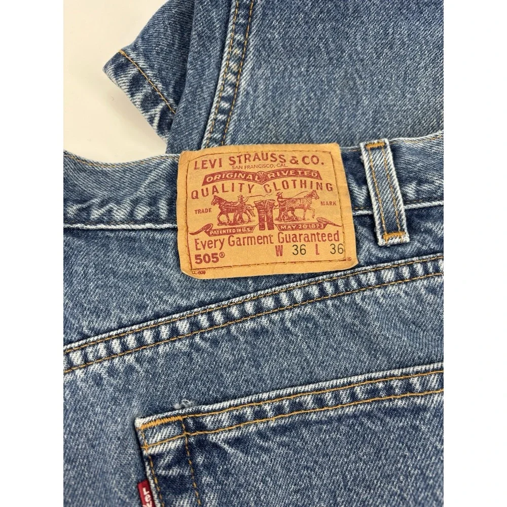 Vtg 1999 Levis 505 Regular Fit Jeans 36x36 Dark Wash Rinse Denim Mexico Y2K 90s